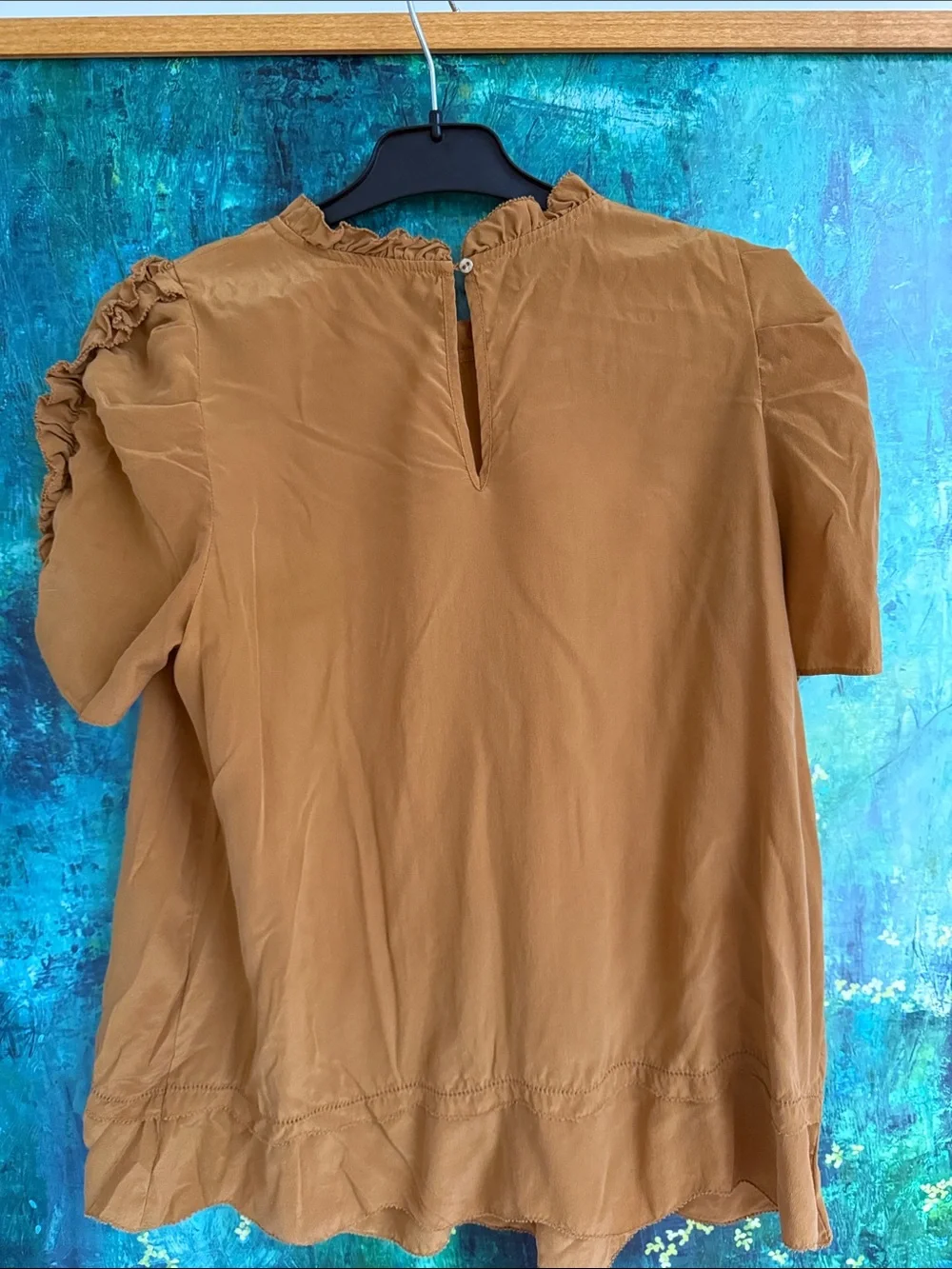 Ulla Johnson Mustard Ruffle-Detail Short Sleeve Blouse